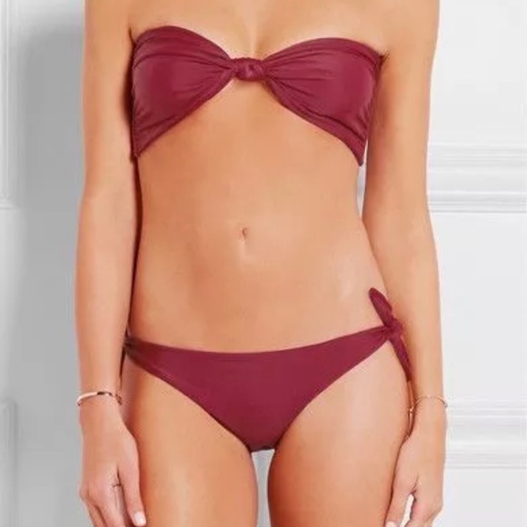 Free People Mikoh Bikini Top Magenta Pomegranate Red Knotted Carmel Basic Lined - Picture 3 of 8